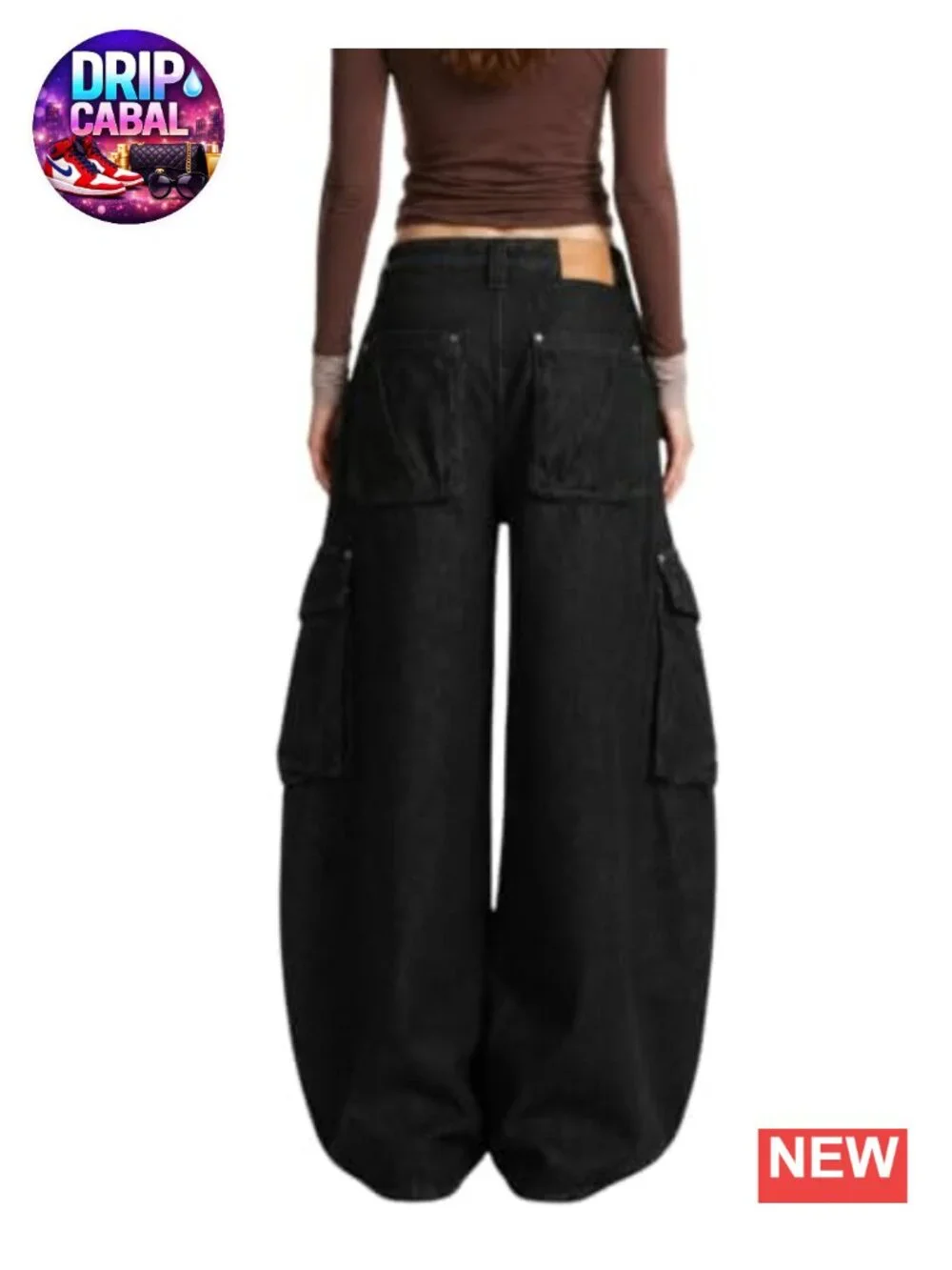 High Waist Wide Leg Baggy Cargo Jeans Women Barrel Denim Pants